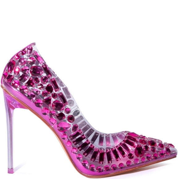 "FUTURISTIC SAS" Glamorous Pink Embellished Heels - Picture 2 of 4